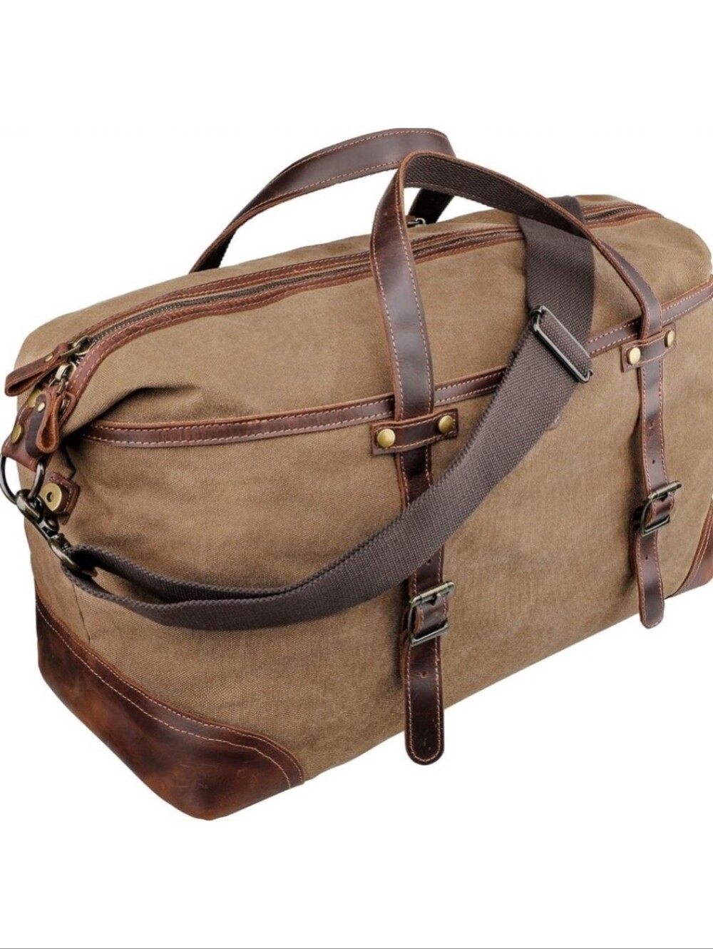 Emissary Duffle Bag Brown Leather & Waxed Canvas Large Travel Weekender For Men